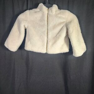 OshKosh B'gosh Cream Faux‎ Fur Jacket Kids Size 4T Zip Front Cozy Warm